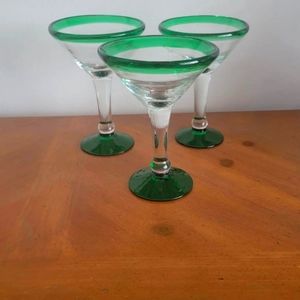 Green Mexican Glass Martini Glasses